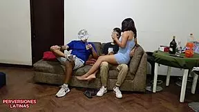 Just dancing with my stepdad and stepbrother, they end up filling my slit with hot cream in a wild close-up