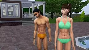 Muscular ebony guy gives hard blowjob and fucks brunette teen pussy at sport event