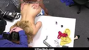 teen gets caught stealing shorts, clothes ripped off for punishment with blowjob and missionary fucking