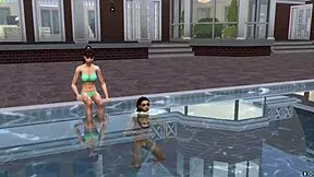 Muscular ebony guy gives hard blowjob and fucks brunette teen pussy at sport event