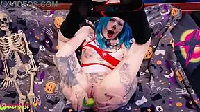 coyemoo tests limits with 55cm dildo in tight pussy, moaning wet