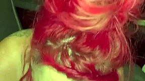 real redhead hooker gets fucked bareback in the car outdoor, doggystyle public cum in pussy big ass