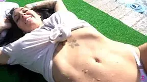 Curvy woman gets fucked outside by big dick