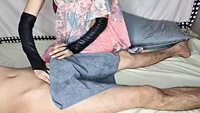 Asian girl massages step brother to seduce him for closeup doggystyle sex