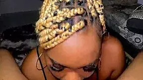 Having passionate homemade sex with my shaved ebony step-sister