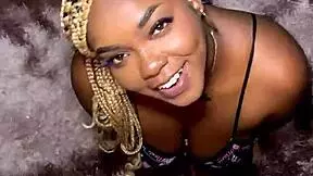 Having passionate homemade sex with my shaved ebony step-sister