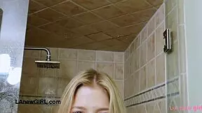 Cute Teen Blonde Took A Shower With Father-In-Law