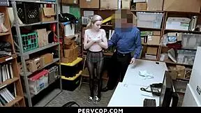 The cute teen suspect didn't want a record, so she agreed to doggystyle in the office.