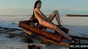 does perfect hispanic girl orgasm in desert?