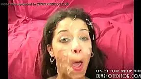 Cute Young 18+ Covered In Cum From Gangbang Monster Cock Group Banging Facial Cumshot!