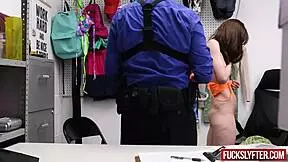 Nadia Noja, the shy blonde thief, gets fucked in the office before her flight