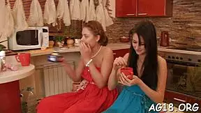 Teen lesbians enjoy sex toys together