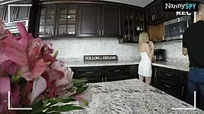 Slutty nanny caught performing for her fans, petite blonde in interracial blowjob and sex