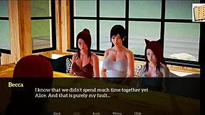 Oh wow, in my new family, the redhead teen and brunette milf explore homemade games together!