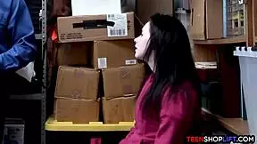 Stealing teen cutie gets slammed by security or goes to jail? Choose wisely!