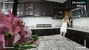 Slutty nanny caught performing for her fans, petite blonde in interracial blowjob and sex