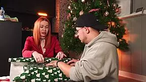 christmas morning surprise sex by the tree with quickie fucking and riding