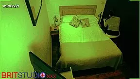 At the party, a young couple with big natural tits engages in voyeur fucking in airbnb