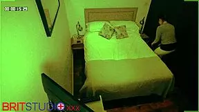 At the party, a young couple with big natural tits engages in voyeur fucking in airbnb