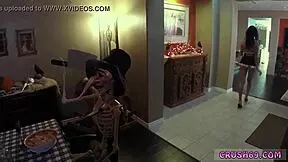 Is this taboo teen swallowing for her not sister's Halloween fun?