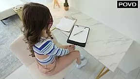 College slut skips studying to play with tutor's cock