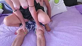 Stepsisters share intimate moments while watching tv