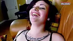 Inked cutie Marcie dildo fucks her horny twat in lingerie and squirts.