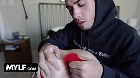 lucky stepson catches kinky stepmom with butt plug and fills her with hot jizz