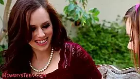 Teen stepdaughter MASTURBATES outdoors with mature cougar.