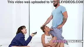 interracial stepdaughter enjoys family threesome