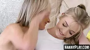 skinny gilf toni g and petite blonde gabie dildo play together