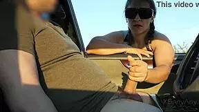 Stranger catches jerking in car, gives incredible blowjob