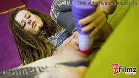 Alternative Hippie Tattooed Teen Stuffs Her Delicious Pussy