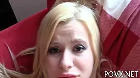 Naughty European Teen Licks Balls During Blowjob