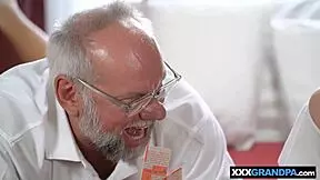 Teen Blonde Plays Strip Poker with Grandpa Leading to Wild Sex