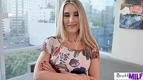 Sarah Taylor, the mature stepmom, tempts her stepson with her big tits and ass, leading to intense sucking and fucking.