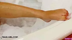 that delightful young brunette model took a relaxing bath on the sofa 😊