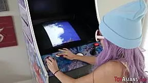 Little Asian Skank with Small 18+ Tits Rides Monster Cock