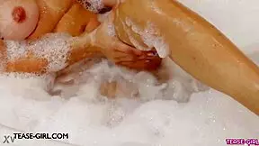 that delightful young brunette model took a relaxing bath on the sofa 😊