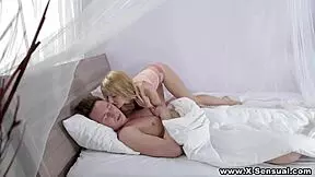 In the early morning, Olivia Grace engages in a sensual encounter filled with kissing and more