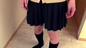 Overwhelmed by Desire, Petite Japanese Step-Sister Gives First Blowjob After Masturbation.