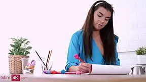 Brunette teen enjoys intense fucking, blowjob, and creampie in various positions 😏