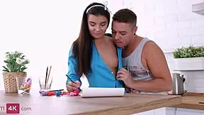 Brunette teen enjoys intense fucking, blowjob, and creampie in various positions 😏