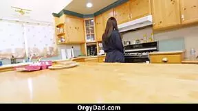 Stepdaughter Sucking Her Daddy's Cock Under The Table - Orgydad