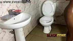 hot stepmom having fun with her stepson in the bathroom, close up on her tits.