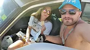 Public Pissing Teen 18+ Gives Risky Blowjob On Camping To Her Boyfriend