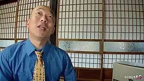 Old Rich Guy Talks Japanese Waitress Into Uncensored Creampie Fuck In Restaurant In Japan