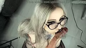 Damn, This Gothic Slut Swallows Deep and Gets Cum All Over!