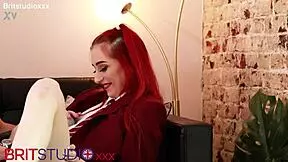 Skinny redhead in lingerie learns orgasm denial 😈
