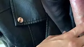 Quick POV sex with hot teen in leather jacket